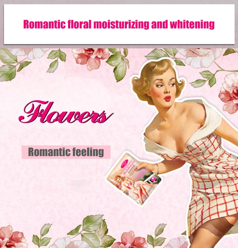 OEM Romantic Flower Moisturizing Brightening Face Mask Cosmetics Facial Mask Sheet Moist Go Pores Whitening Skin Care Brand